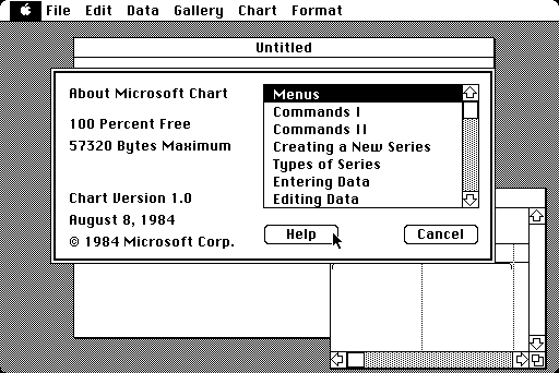 Microsoft Chart 1.0 for Mac About Screen (1984)